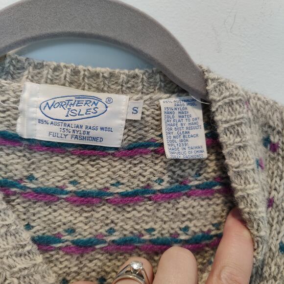 Vintage Northern Isles Women's Sz S Australian Wool Polka Dot Cardigan Sweater - Picture 5 of 6